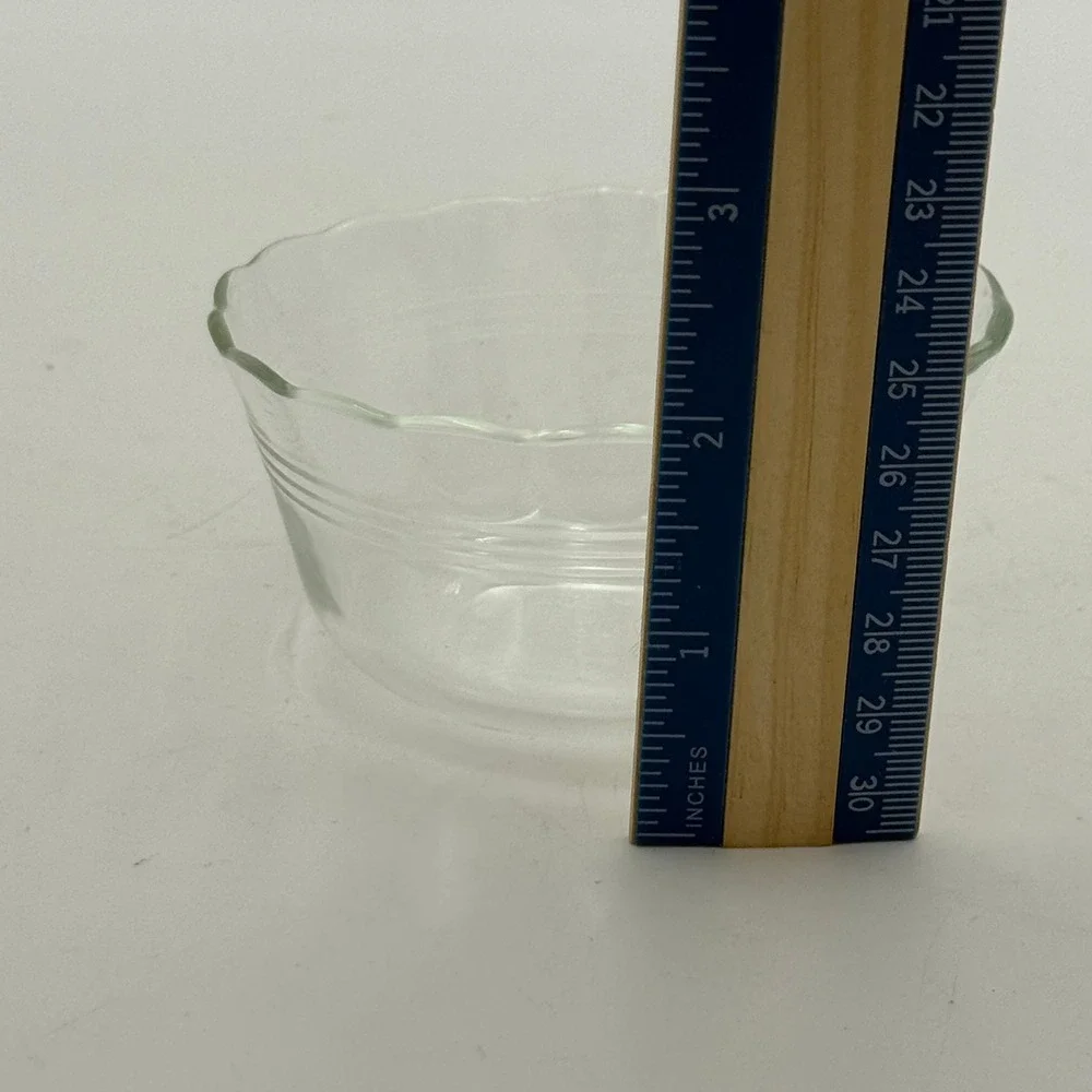 Vintage Pyrex 463 Clear Glass Scalloped Custard Cups 6oz Set of 3 Made in USA